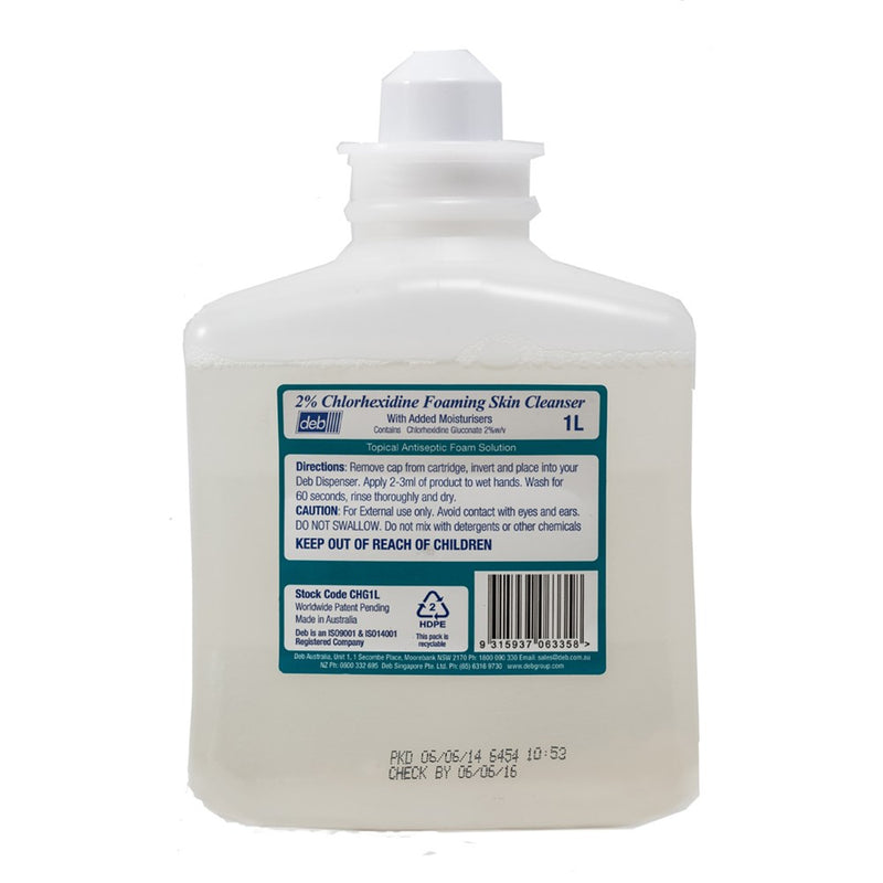 The Deb 2% CHG (Chlorhex) Foaming Skin Cleanser 1Ltr Cartridge