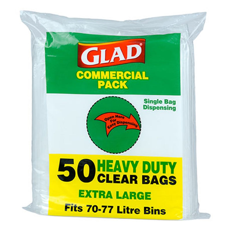 The Glad Commercial Clear Bags Extra Large 75cm x 90cm P50 x 4
