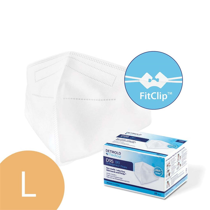 The Face Mask D95 P2 Respirator w FitClip Detmold Large
