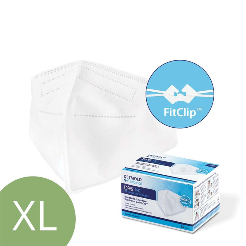 The Face Mask D95 P2 Respirator w FitClip Detmold Extra Large