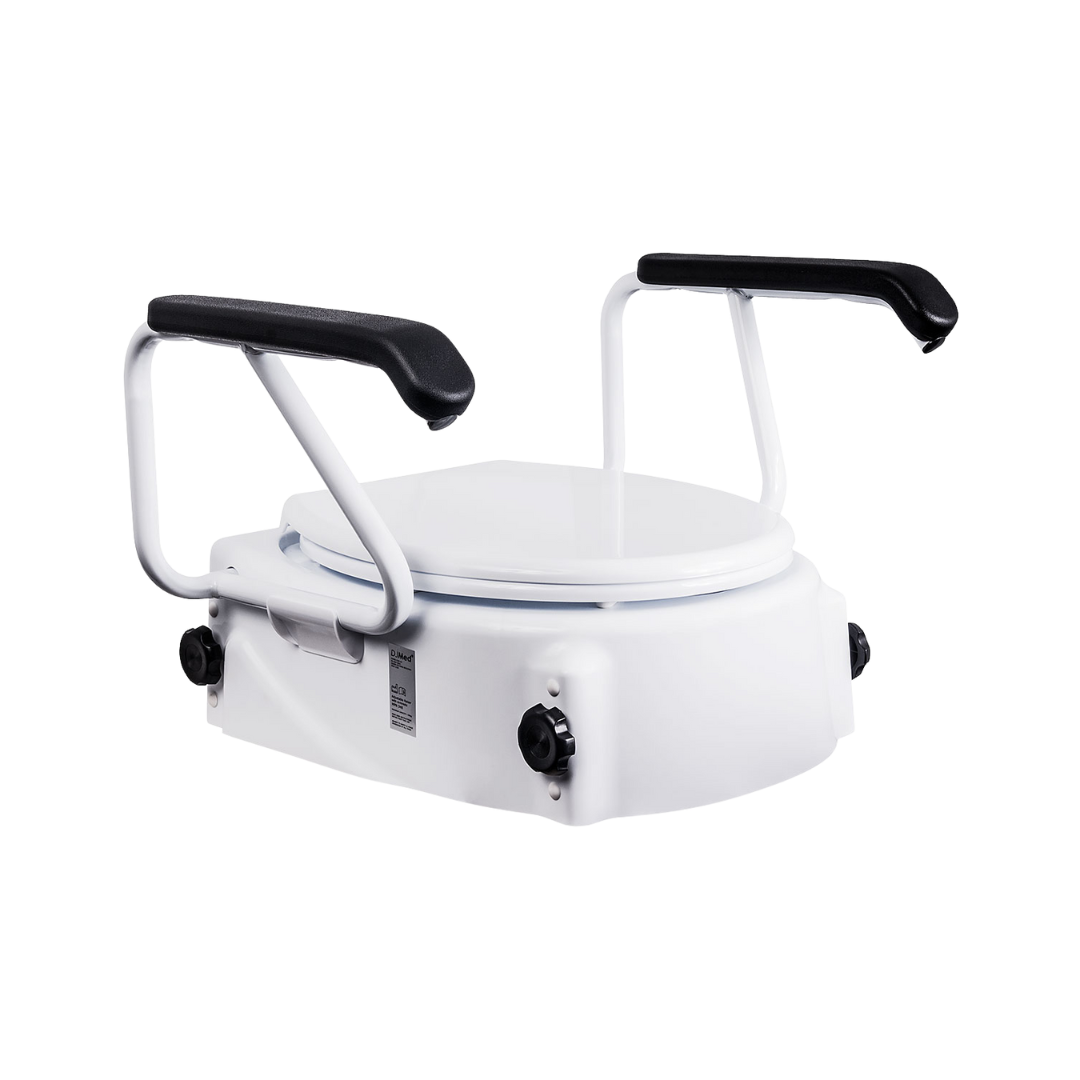 Adjustable Raised Toilet Seat with Armrests