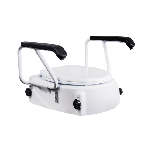 Adjustable Raised Toilet Seat with Armrests