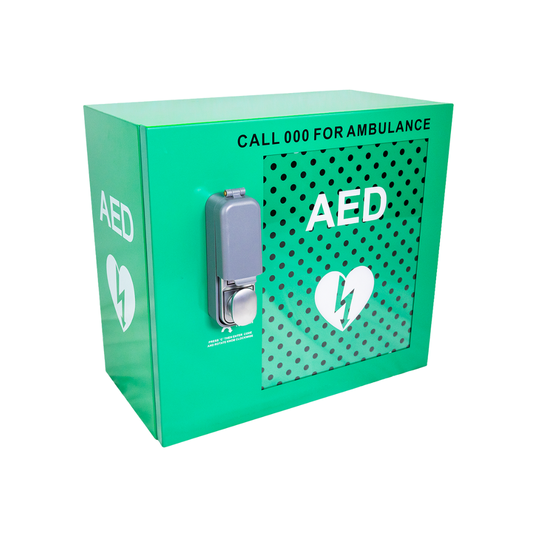 Custom Alarmed Outdoor AED Cabinet with Lock 48 x 47 x 31cm- Public Access AEDs - NDIS