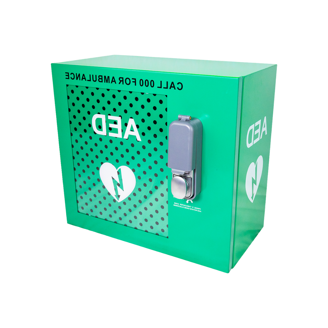 Custom Alarmed Outdoor AED Cabinet with Lock 48 x 47 x 31cm- Public Access AEDs - NDIS