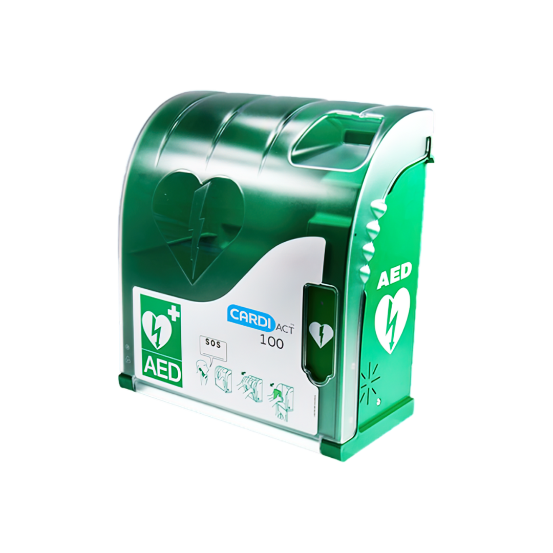 Custom Green Outdoor Alarmed AED Cabinet 42 x 38 x 15cm - Public Access AEDs - NDIS