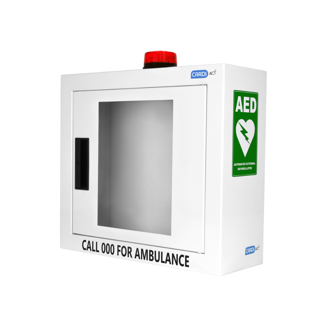 Custom Alarmed AED Cabinet with Strobe Light 42 x 38 x 15.5cm- Public Access AEDs - NDIS