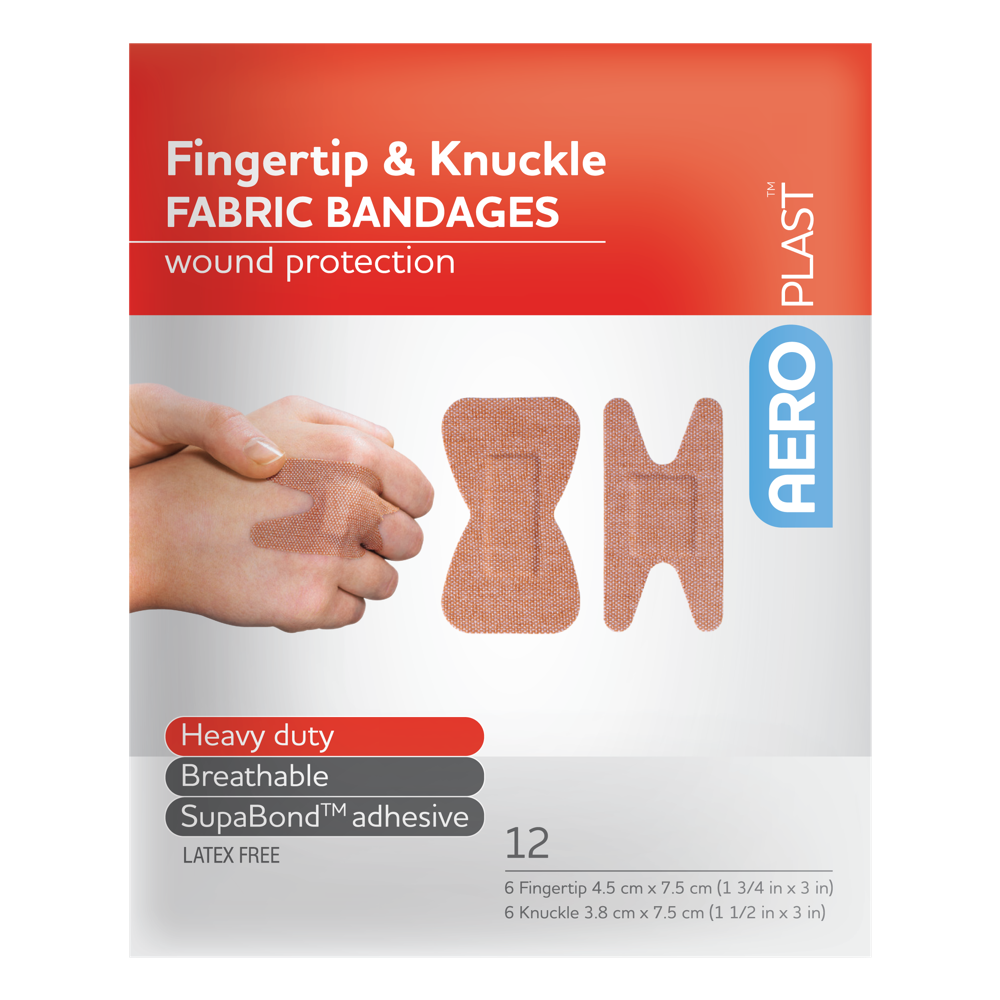 AEROPLAST Premium Fabric Fingertip & Knuckle Dressings Env/12 min order 15