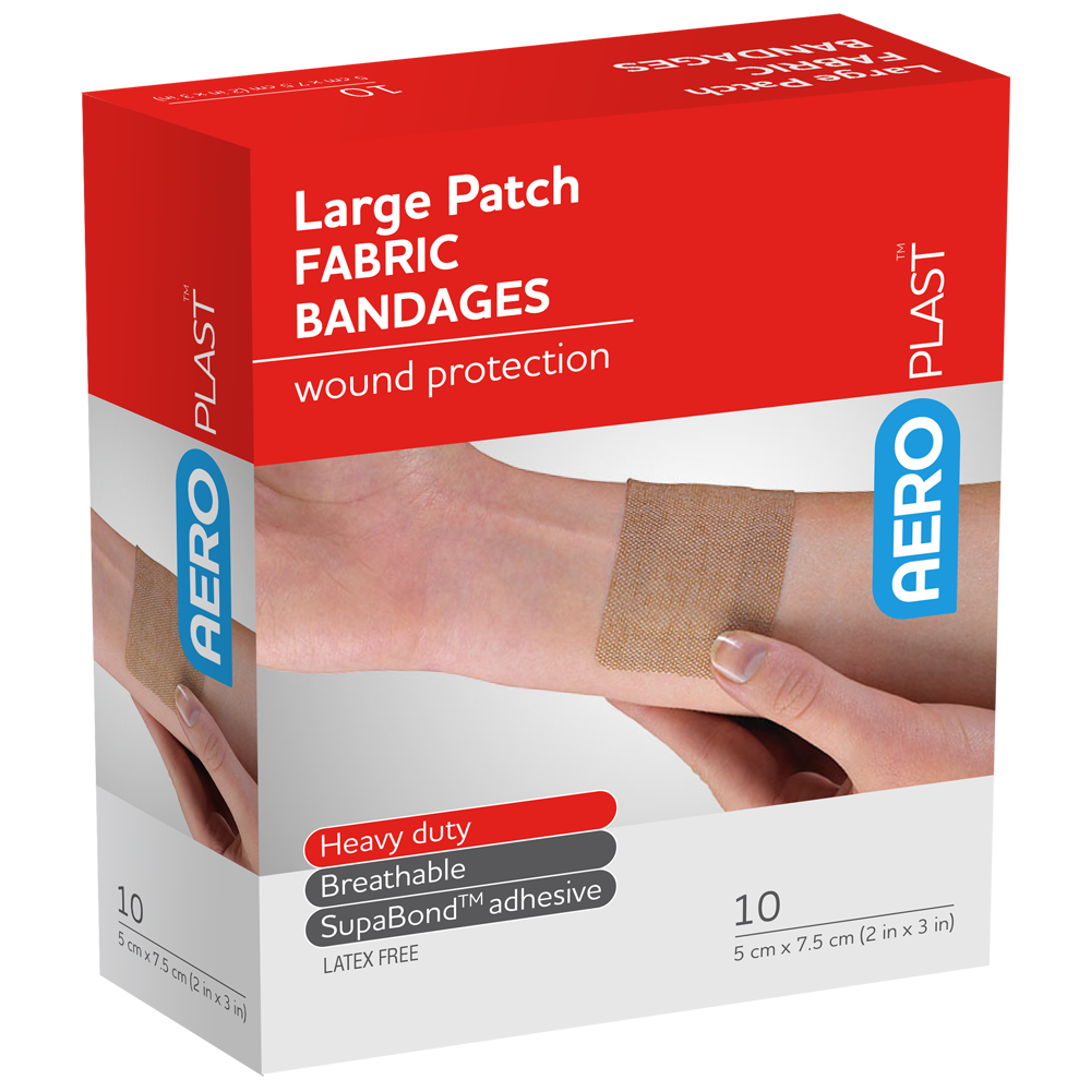 AEROPLAST Premium Fabric Large Patch 7.5 x 5cm Box/10 Min Order x 6