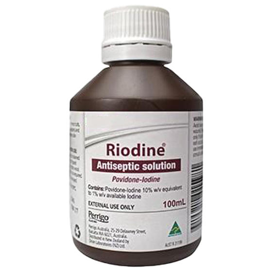 The RIODINE 10% Povidone Iodine Solution Bottle 100ml