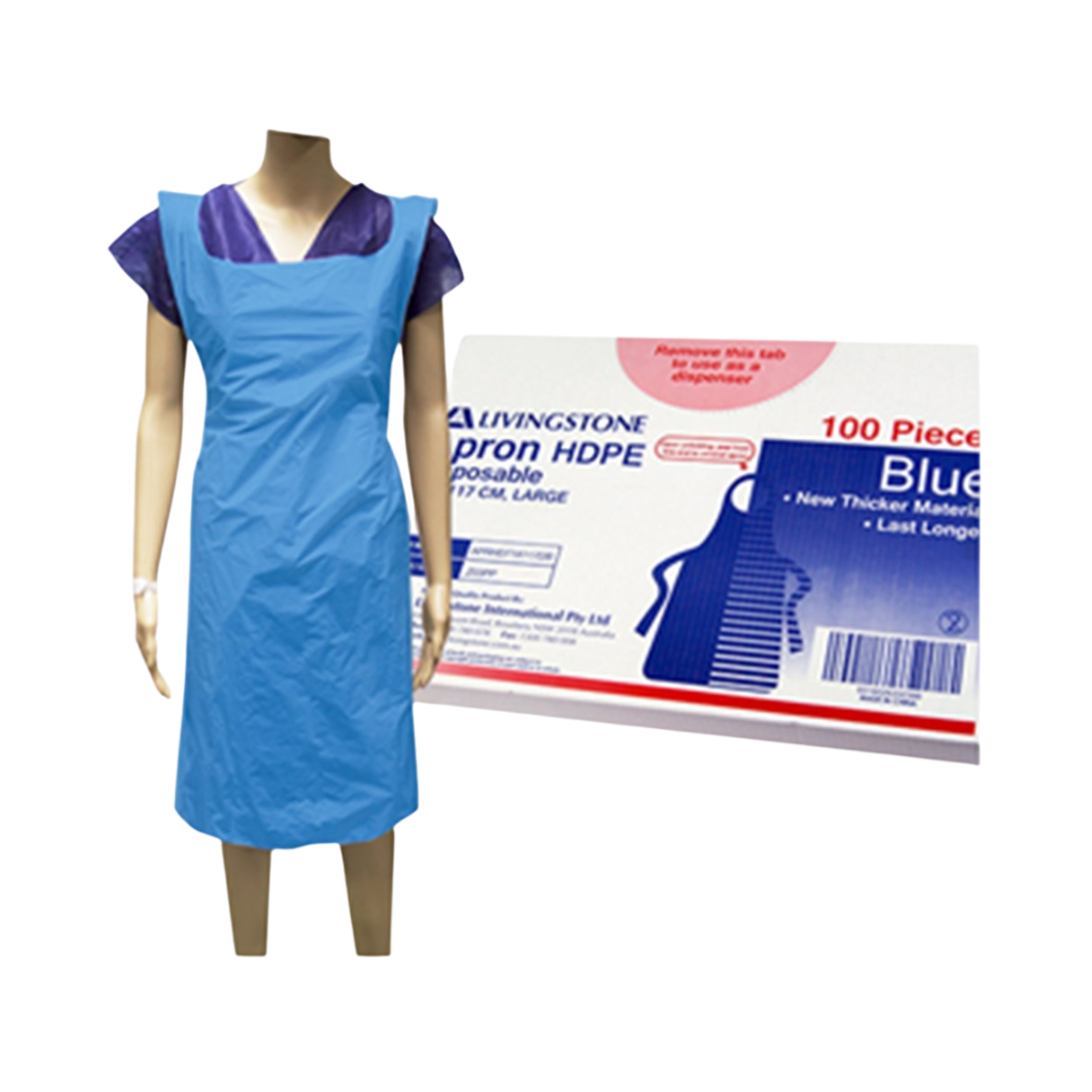 Aprons Disposable Blue 71 x 117cm B100 (Dispenser Box)
