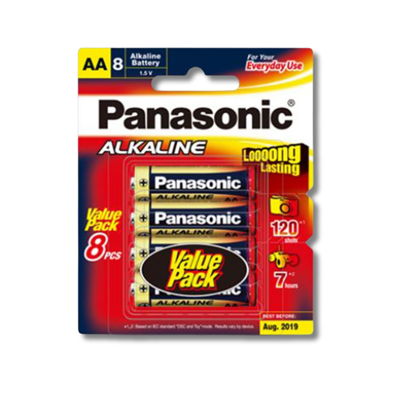The Battery Panasonic Alkaline Size AA Pack of 8
