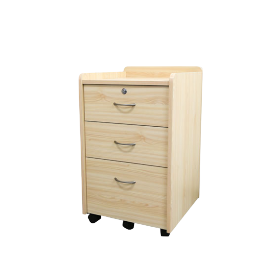Bedside Locker - Three Drawer Beechwood - Beds and Bedroom Equipment - NDIS