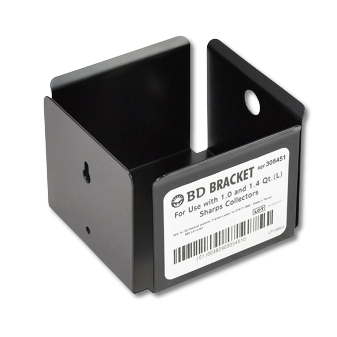 Bio-Hazard Wall Bracket 1.4Ltr B.D Metal Sharps Black