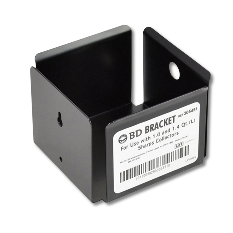 The Bio-Hazard Wall Bracket 1.4Ltr B.D Metal Sharps Black