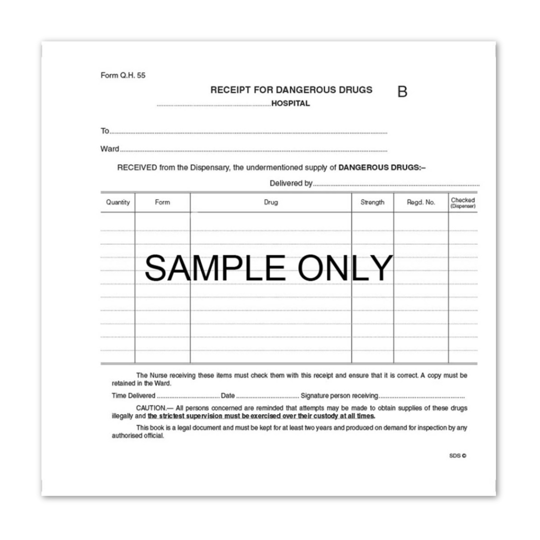 Book Receipt for Dangerous Drugs Duplicated 100's QH55