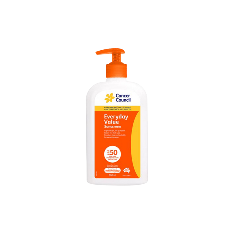 The CANCER COUNCIL SPF50 Everyday Value Sunscreen Pump 500mL