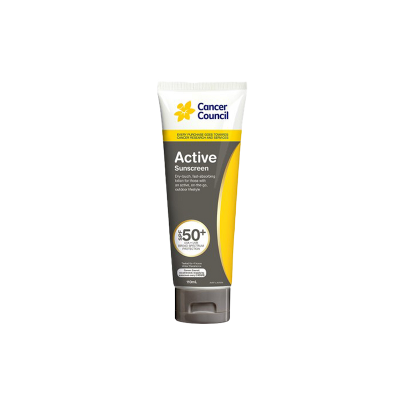 The CANCER COUNCIL SPF50+ Active Sunscreen Tube 110mL
