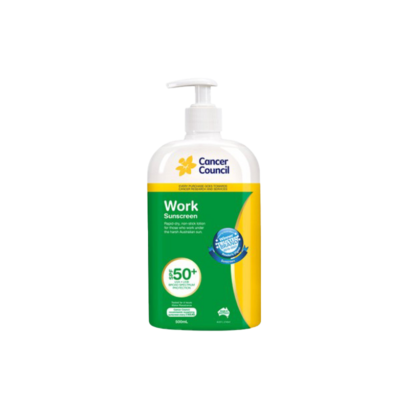 The CANCER COUNCIL SPF50+ Work Sunscreen Pump 500mL (Box of 12)