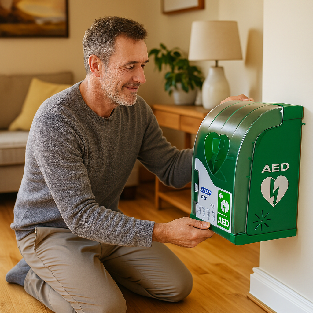 Custom Green Outdoor Alarmed AED Cabinet 42 x 38 x 15cm