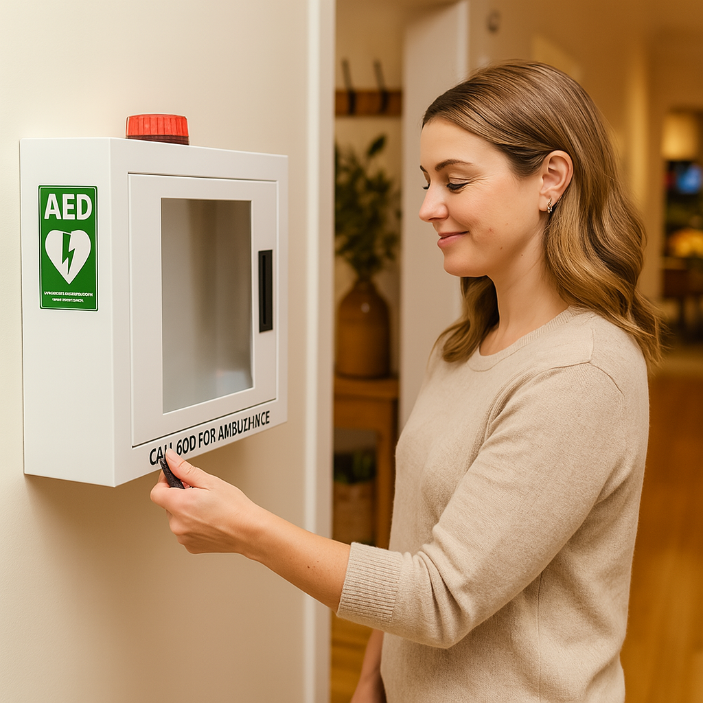 Custom Alarmed AED Cabinet with Strobe Light 42 x 38 x 15.5cm