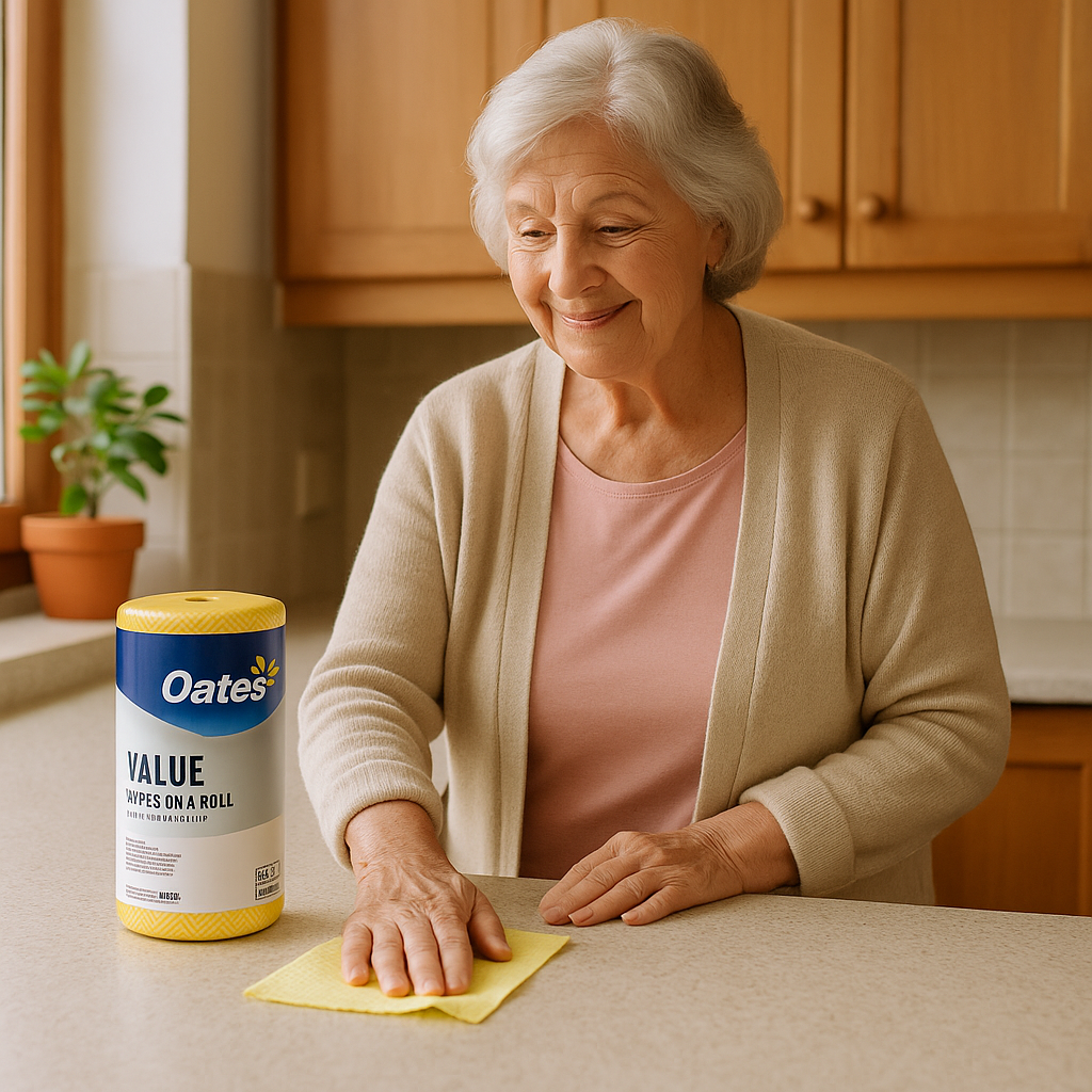 Oates Value Wipes Roll 45m - Yellow