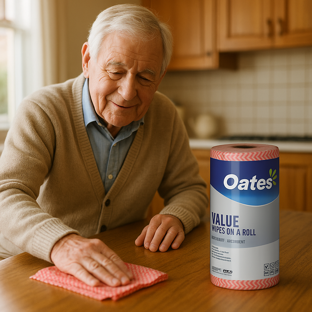 Oates Value Wipes Roll 45m - Red