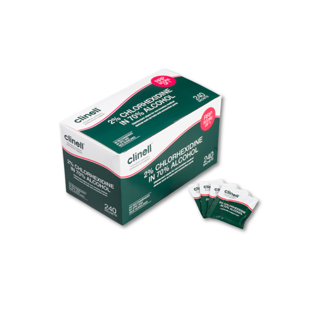 Clinell Alcohol 2% Chorhexidine Wipes 240 Ct18