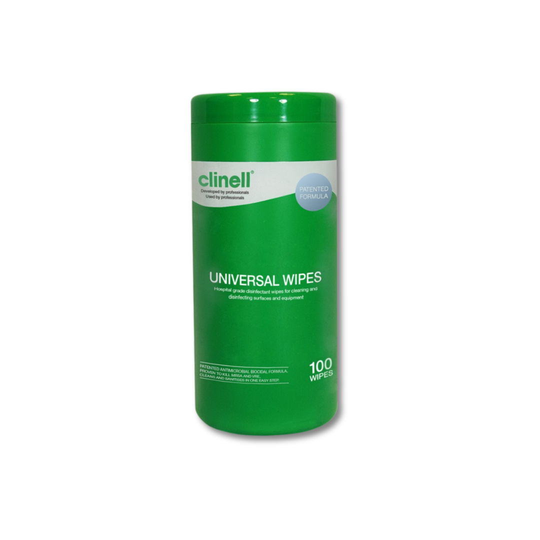Clinell Universal Sanitising Wipes Hospital Grade Tub 100