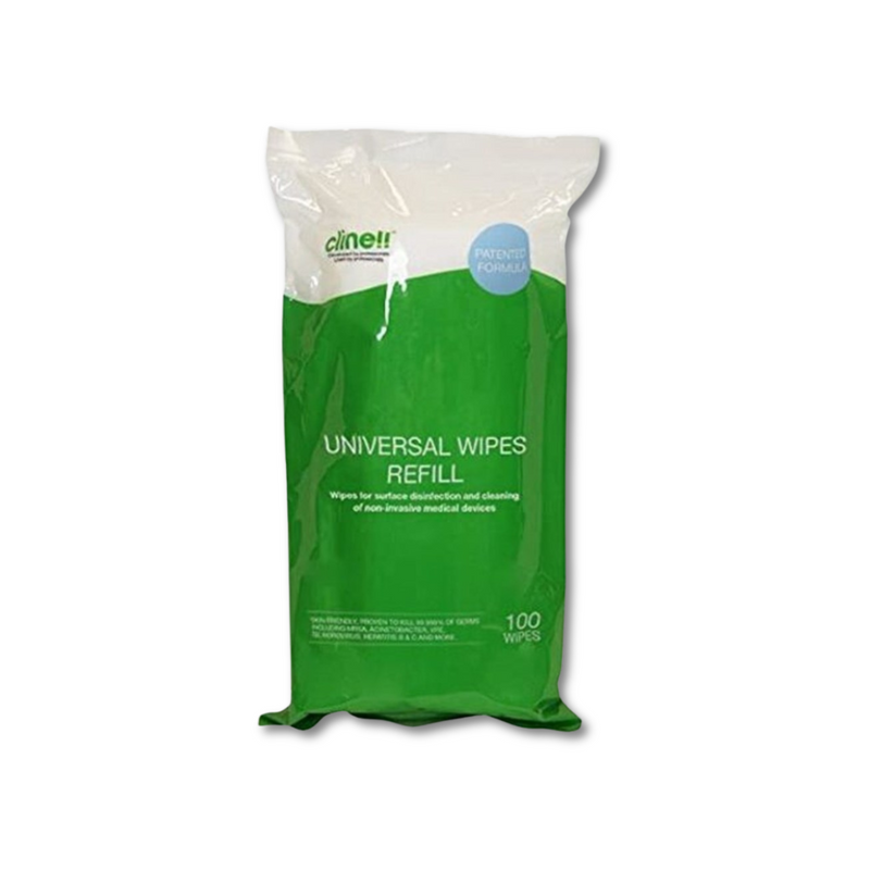 The Clinell Universal Sanitising Wipes Hospital Grade Tub 100 REFILL