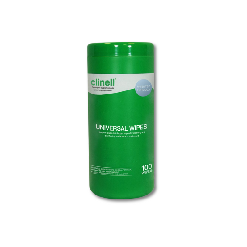 The Clinell Universal Sanitising Wipes Hospital Grade Tub 100