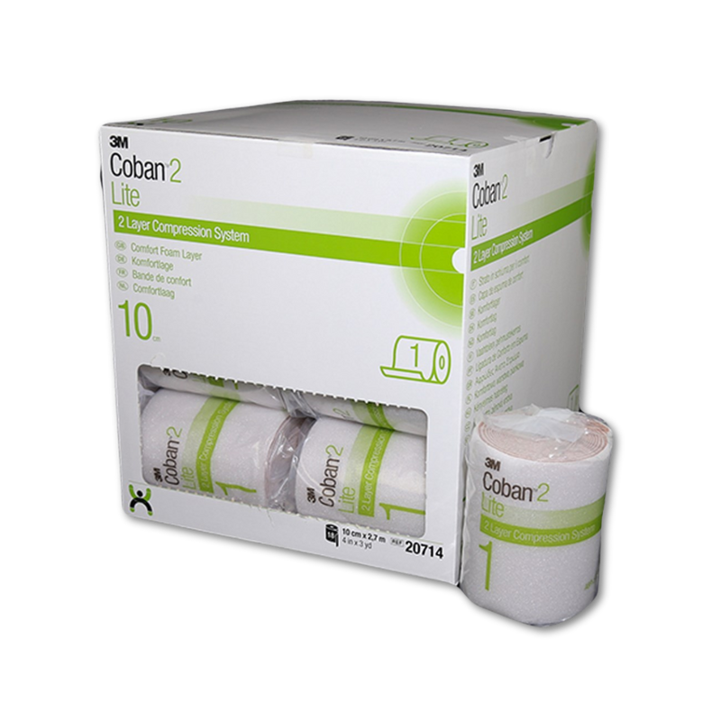 The Coban 2 Layer Lite Comfort Foam Compression Bandage 10cm x 2.7m 20714