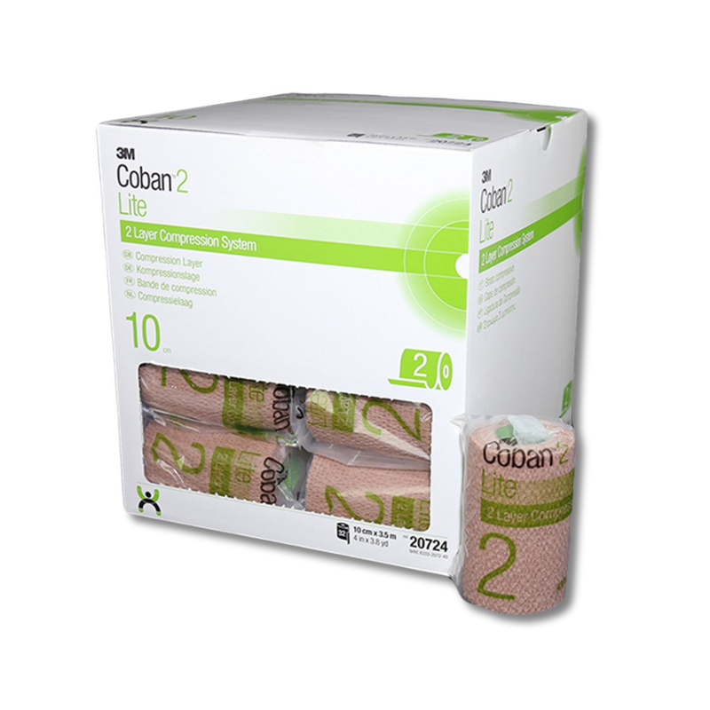 The Coban 2 Layer Lite Compression Bandage 10cm x 3.5m 20724