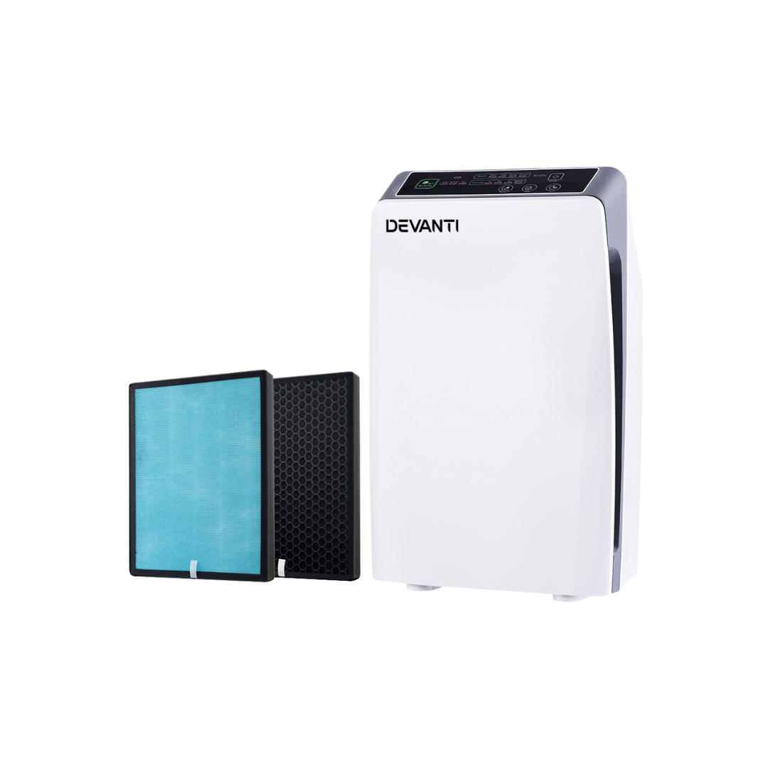 Devanti Air Purifier Home Purifiers HEPA Filter Odour Virus Smoke PM2.5 Remover- Appliances - NDIS