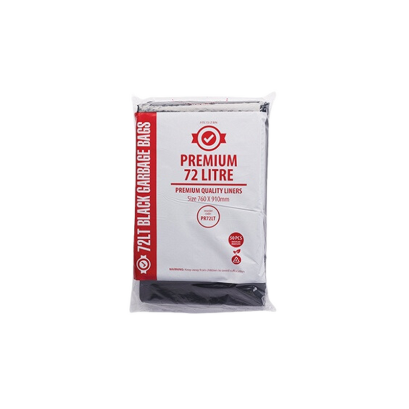 The Premium Garbage Bags Black 72L 5x50's