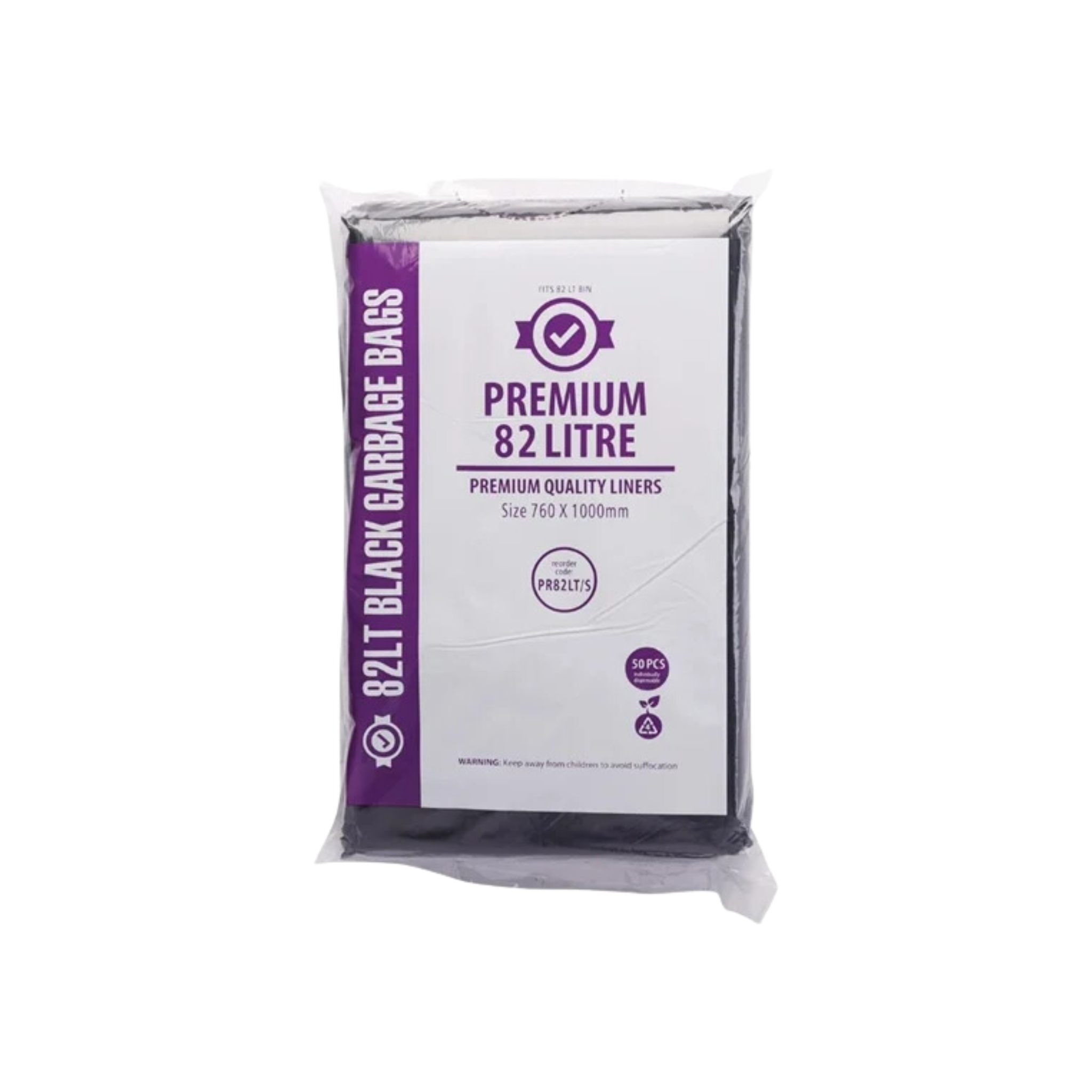 Premium Garbage Bags Black 82L 4x50's