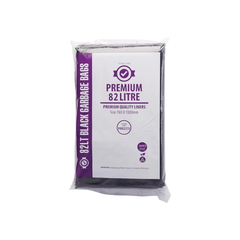 The Premium Garbage Bags Black 82L 4x50's