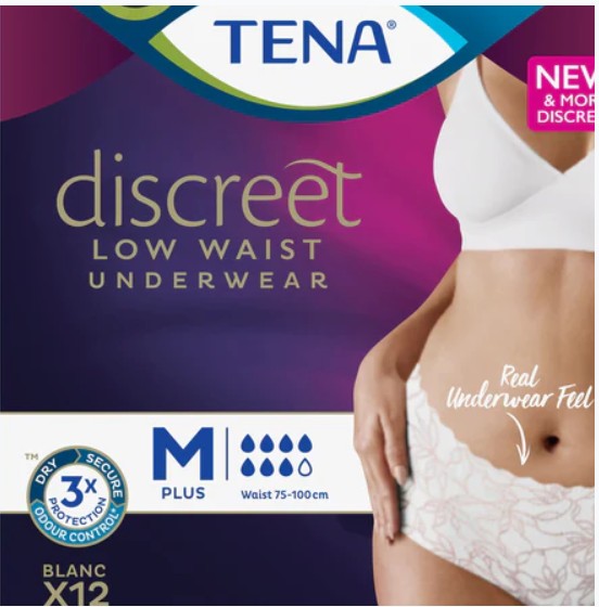 TENA Discreet Low Waist Incontinence Disposable Underwear - White 2 packs of 10 pants