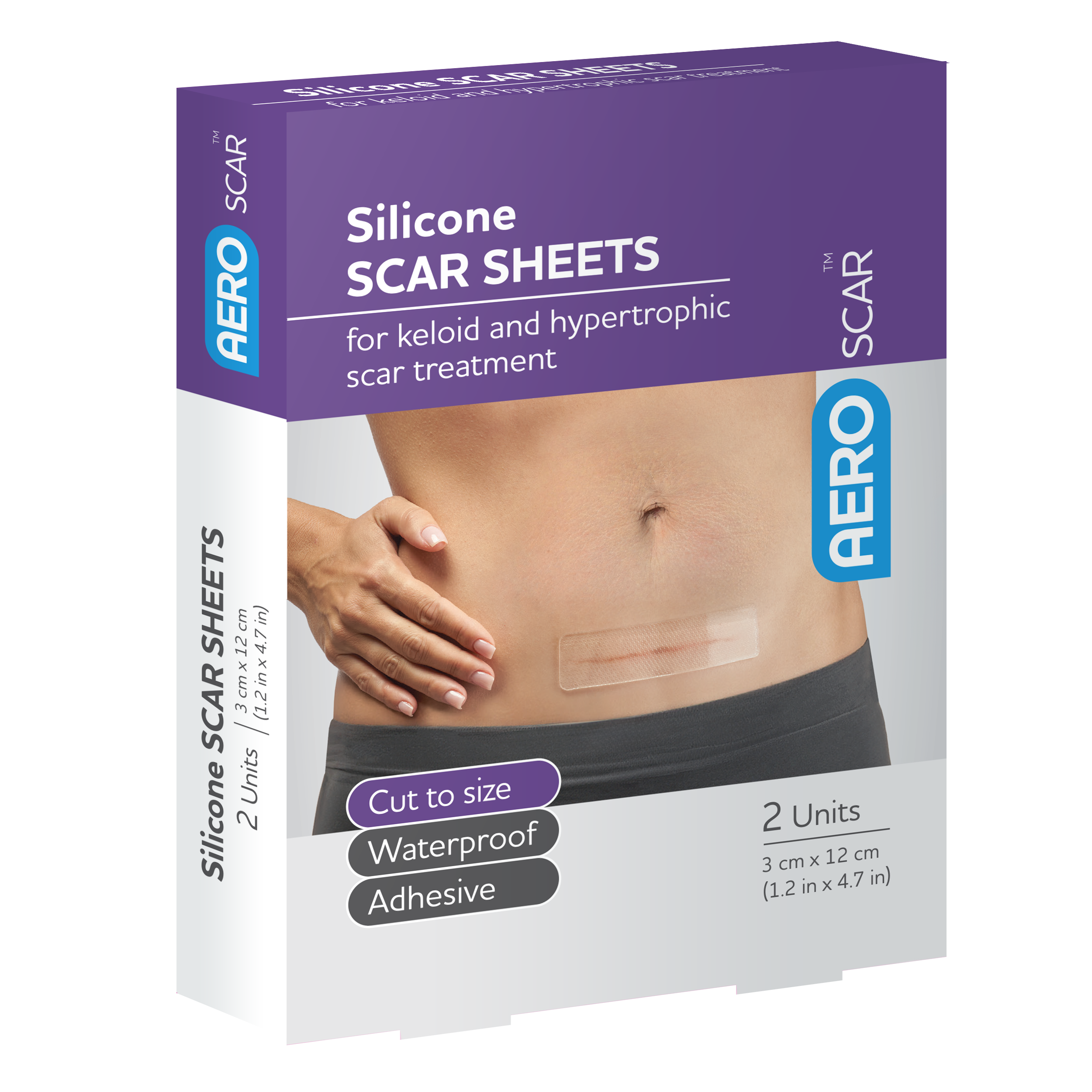 AeroScar™ Silicone Scar Sheets 3 cm x 12 cm Box / 2