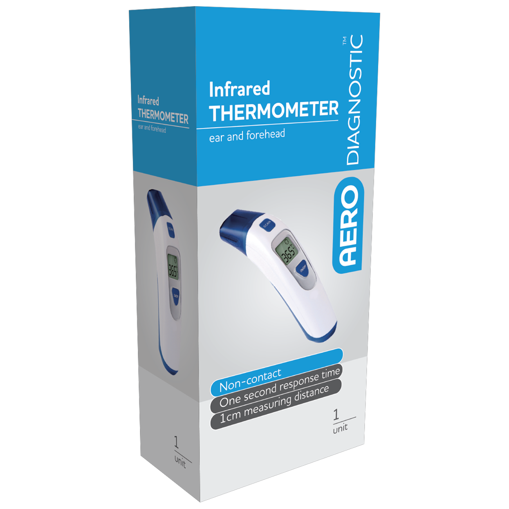 AERODIAGNOSTIC Personal Infrared Ear and Forehead Thermometer (Box of 10)