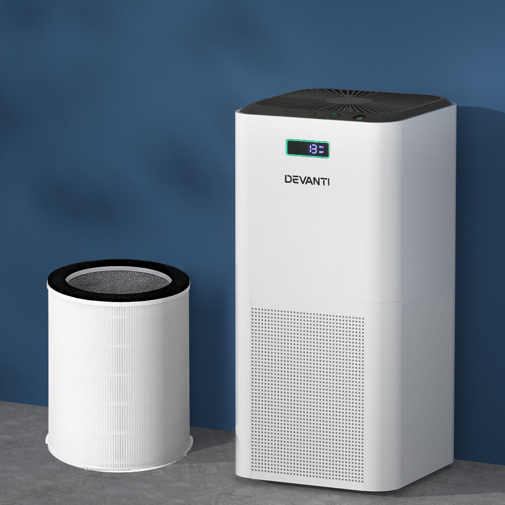 Devanti Air Purifier HEPA Filter PM2.5 Smoke Dust Germ Odor Cleaner Freshener- Appliances - NDIS
