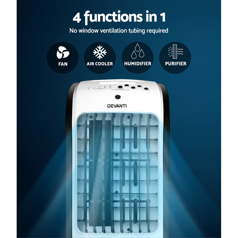 Devanti Evaporative Air Cooler Conditioner Portable 4L Cooling Fan Humidifier - Appliances - NDIS