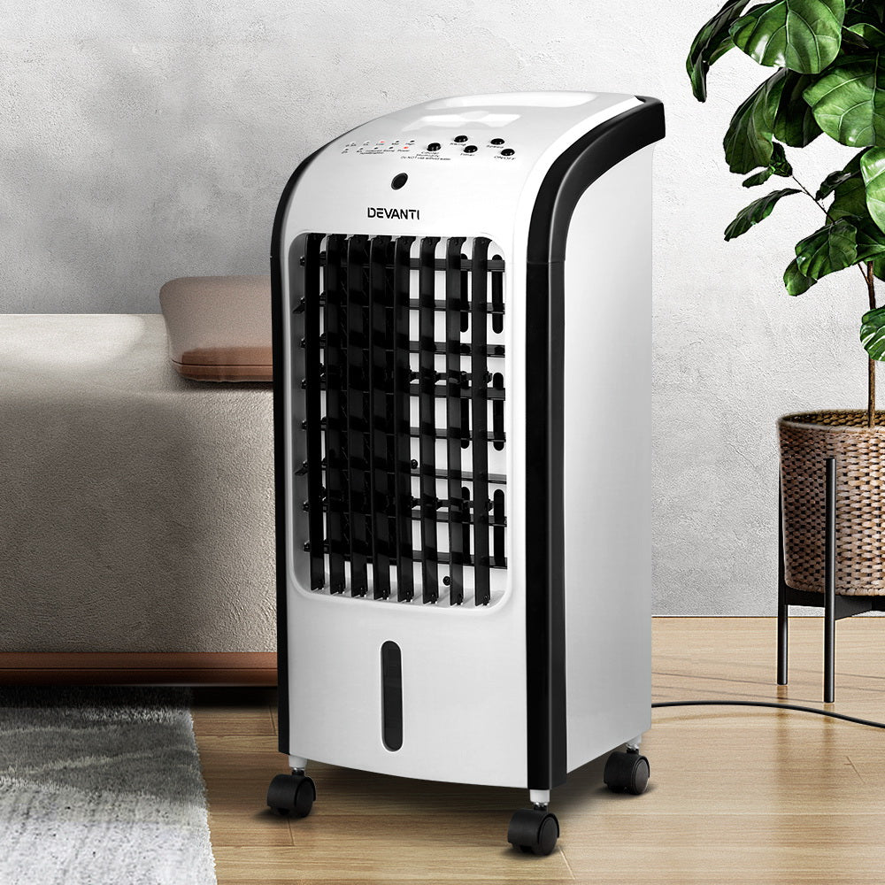 Devanti Evaporative Air Cooler Conditioner Portable 4L Cooling Fan Humidifier - Appliances - NDIS