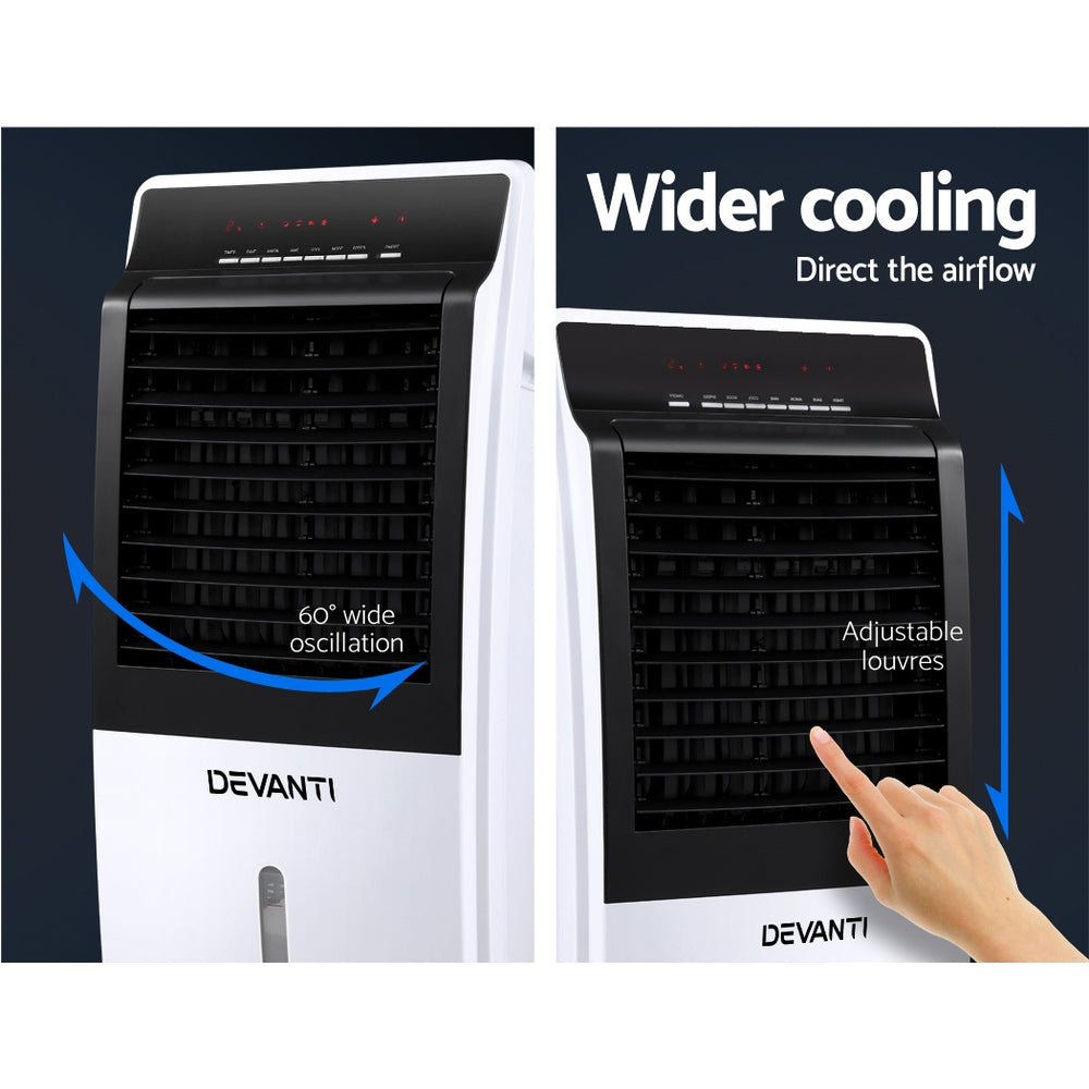 Devanti Evaporative Air Cooler Potable Fan Cooling Remote Control LED Display - Appliances - NDIS