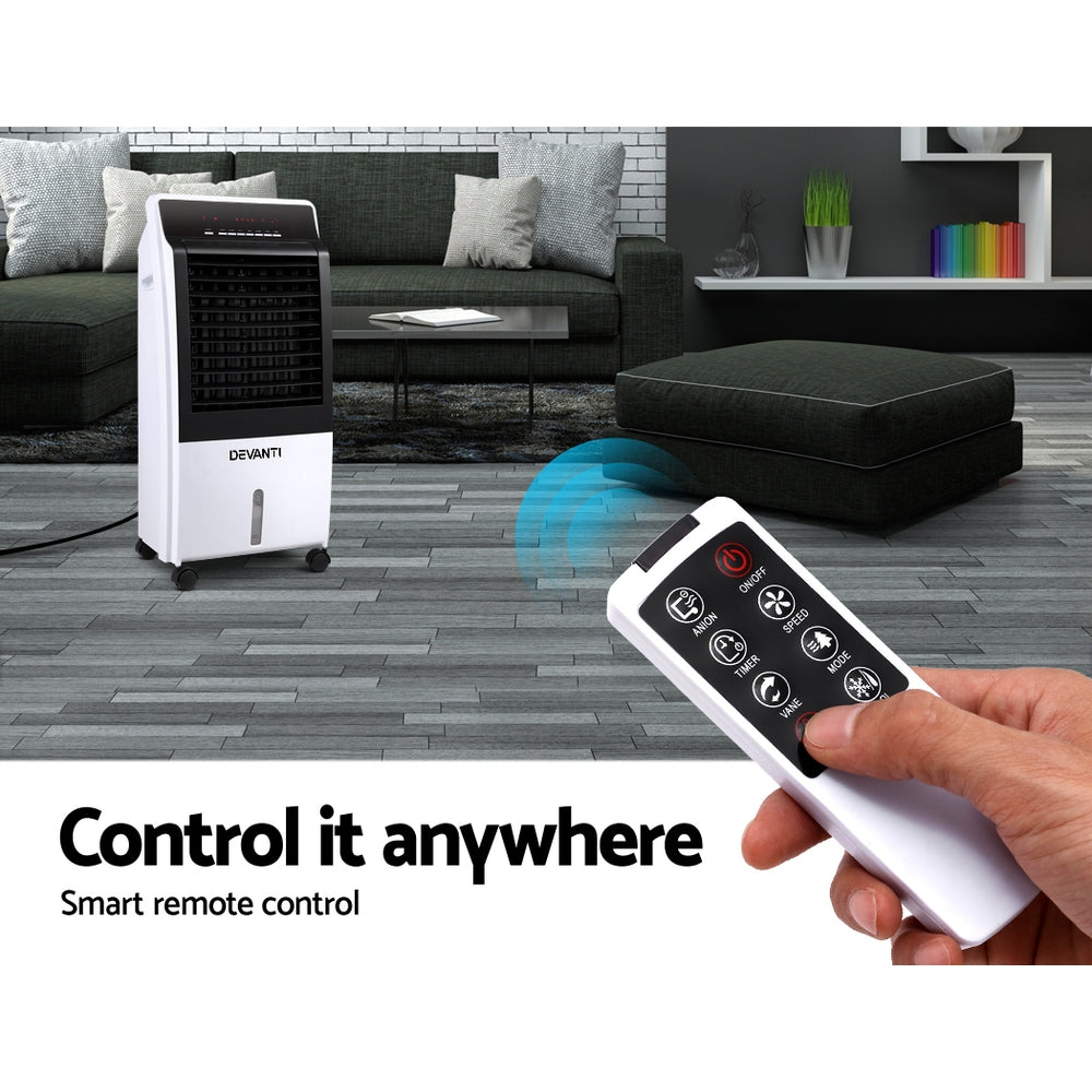 Devanti Evaporative Air Cooler Potable Fan Cooling Remote Control LED Display - Appliances - NDIS