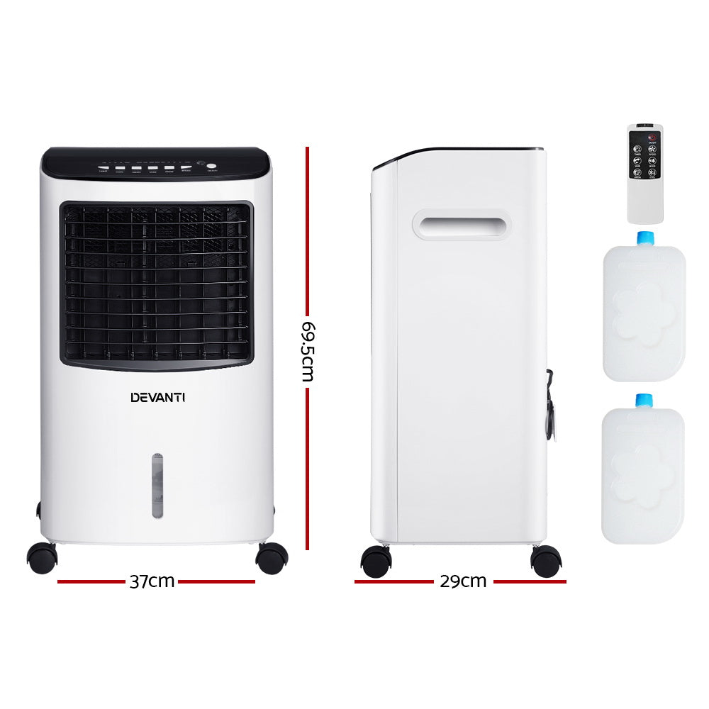 Devanti Evaporative Air Cooler Conditioner Portable 8L Cooling Fan Humidifier - Appliances - NDIS