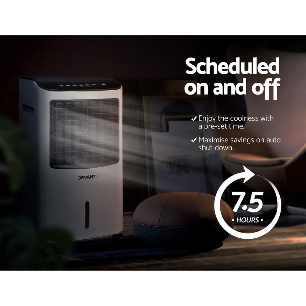 Devanti Evaporative Air Cooler Conditioner Portable 8L Cooling Fan Humidifier - Appliances - NDIS