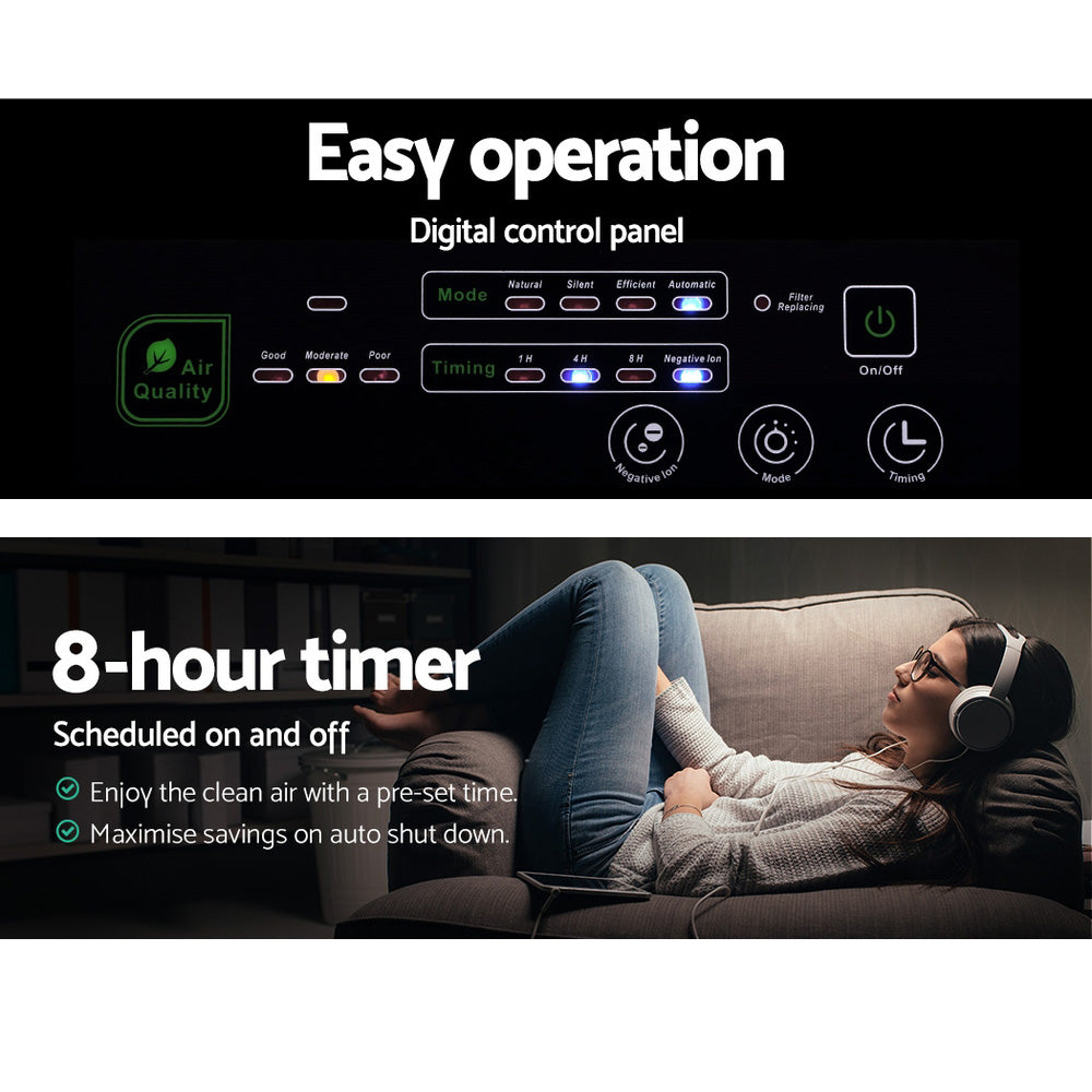 Devanti Air Purifier Cleaner Home Purifiers Odour Sensor HEPA Filter - Appliances - NDIS