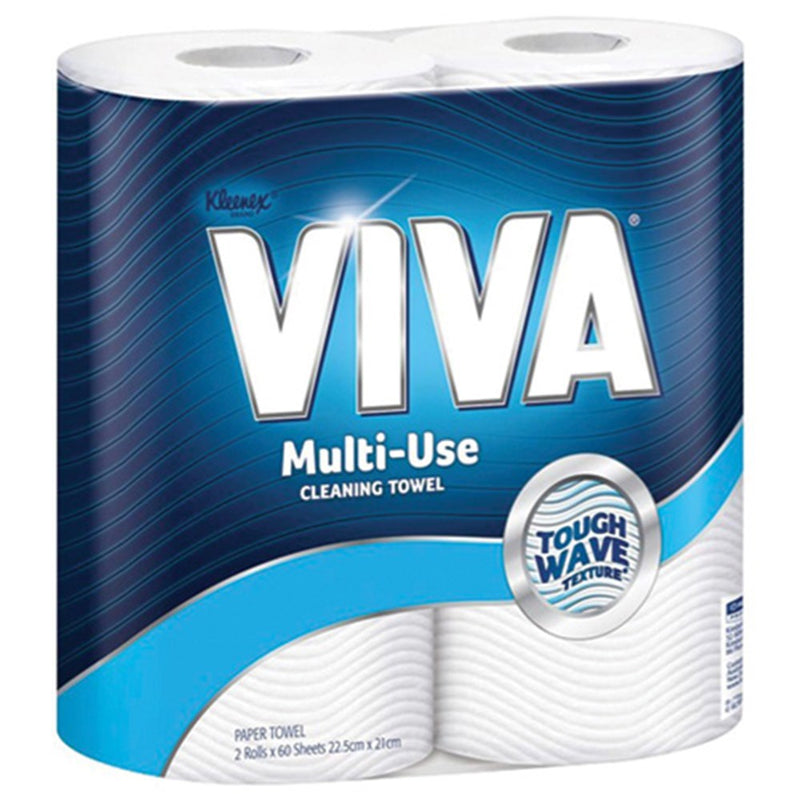 The Kleenex Viva Kitchen Towel 2 Ply White 60 Sheet 2 Pack