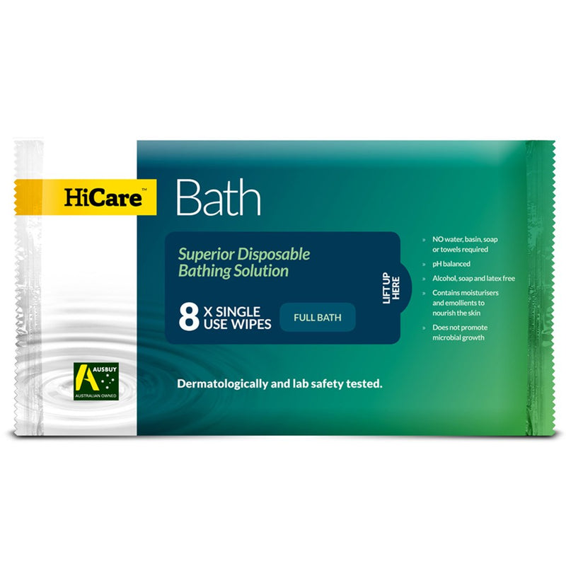 The Hicare Bath Wipes Resealable 8 Cloth Packs HCB825