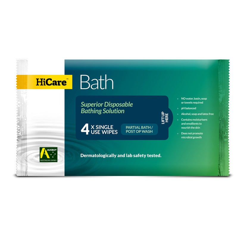 The Hicare Bath Wipes Resealable 4 Cloth Packs HCB440